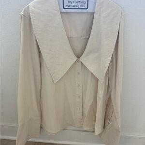 WeWoreWhat Cream Oversized-Collar Button-Down Shirt